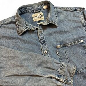 Vintage Levi's Silvertab oversized denim metal button shirt size small